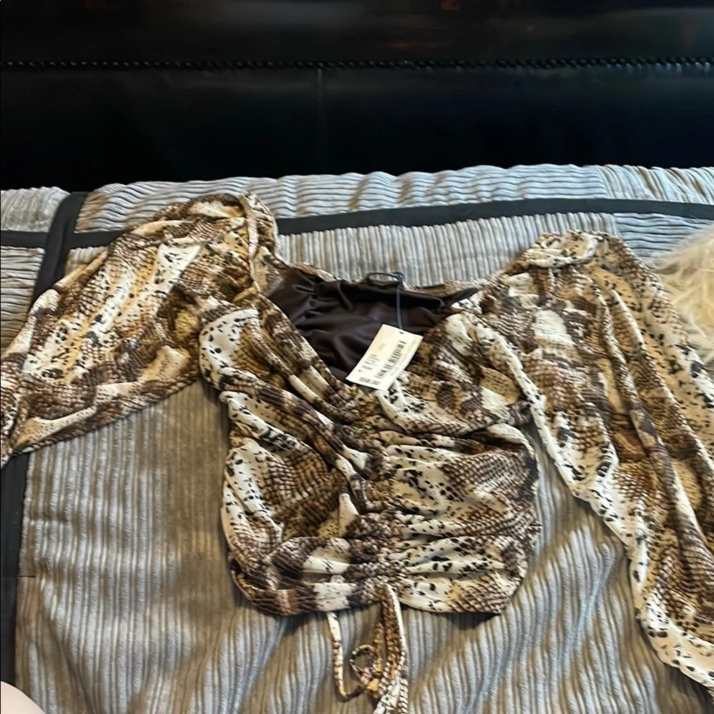Snake Print Ruched Women's Top - Picture 1 of 5